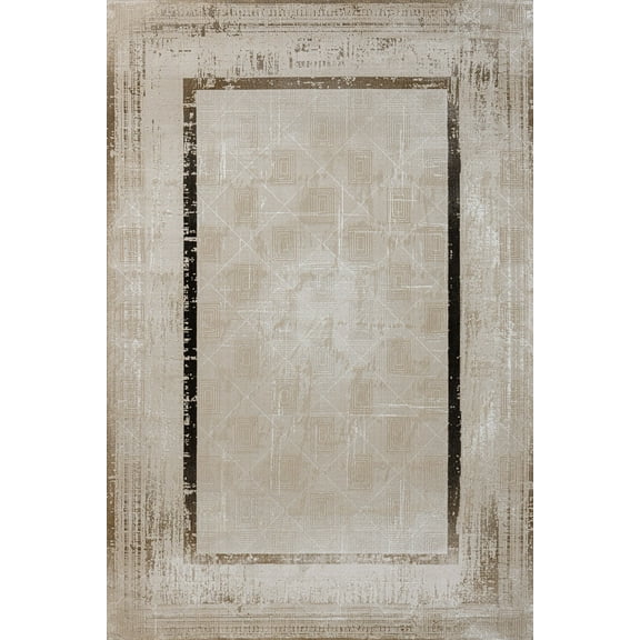 Beige Framed Area Rugs for Living Room Washable Rugs Boho Moroccan Area Rug Soft Neutral Geometric Bohemian Carpet Distressed Indoor Rug for Bedroom Dining Room Office Foldable Nonslip Rug