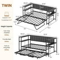 thumbnail image 2 of Twin Size Corner Bed Frame with Pop up Trundle,Twin Size Daybed with Storage Shelves and Charging Station,Corner Twin Bed with Trundle and Upholstered Backrest,No Box Spring Need,Black, 2 of 8