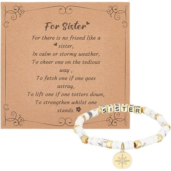Sister Bracelet Sister Bracelets Gifts Star Shaped Brass Beaded Bracelet Star Stretch Bracelet Beaded Bracelets Stackable Brass Bead Chain Bracelets for Birthday Gifts Sister Friend Jewelry 1set