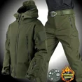 thumbnail image 2 of Traje impermeable de lana para invierno, conjunto de chándal para senderismo para hombre, chaqueta Softshell, chaqueta térmica para acampar, traje táctico, ropa de pesca, 2 of 5
