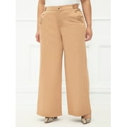 ELOQUII Elements Women's Plus Size Wide Leg Cropped Pants