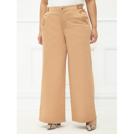 ELOQUII Elements Women's Plus Size Crop Wide Leg Pants