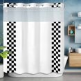 thumbnail image 6 of No Hook Shower Curtain with Snap in Liner, Rural Black and White Buffalo Lattice Checked Waterproof Bath Curtain Double Layers with See Through Top Window, Gingham Hotel Shower Curtains 72x72in, 6 of 9