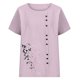 thumbnail image 4 of Xuyuer Women's Spring And Summer Block Print Round Neck Button Short Sleeve Casual T-Shirt, 4 of 5