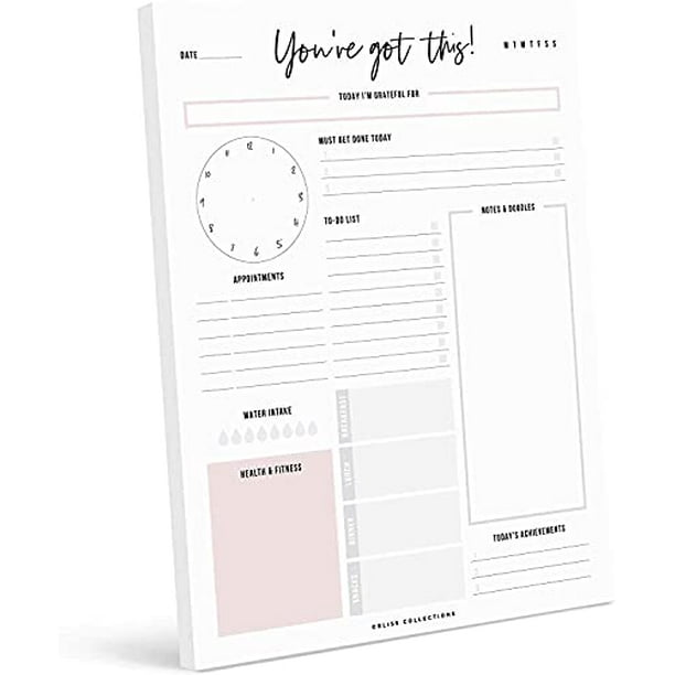 Bliss Collections Daily Planner, You've Got This, Undated Tear-Off Sheets  Notepad Includes Calendar, Organizer, Scheduler for Goals, Tasks, Ideas,  Notes and To Do Lists, 8.5