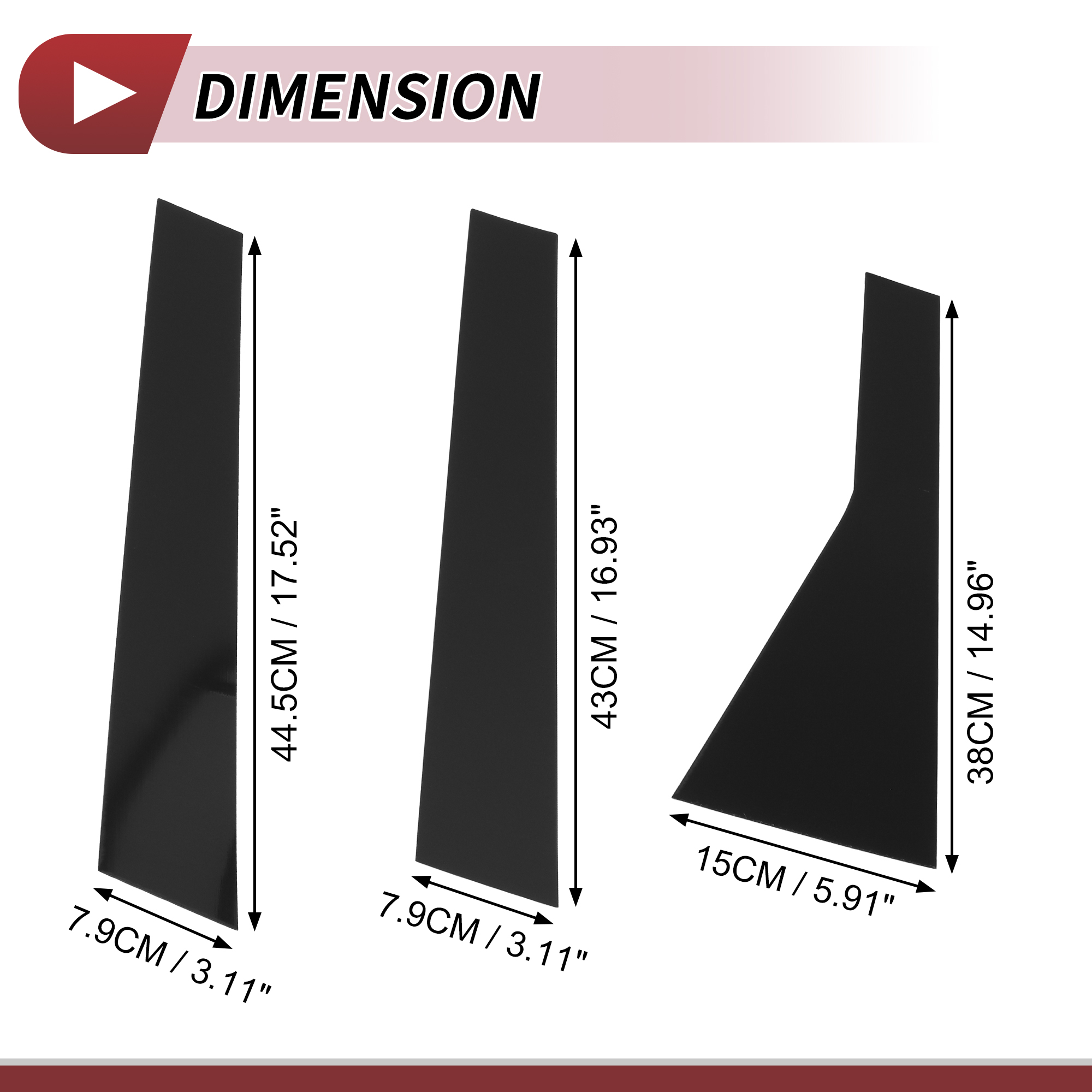Unique Bargains 6Pcs Door Pillar Window Trim For Nissan Rogue 2021-2023 Black