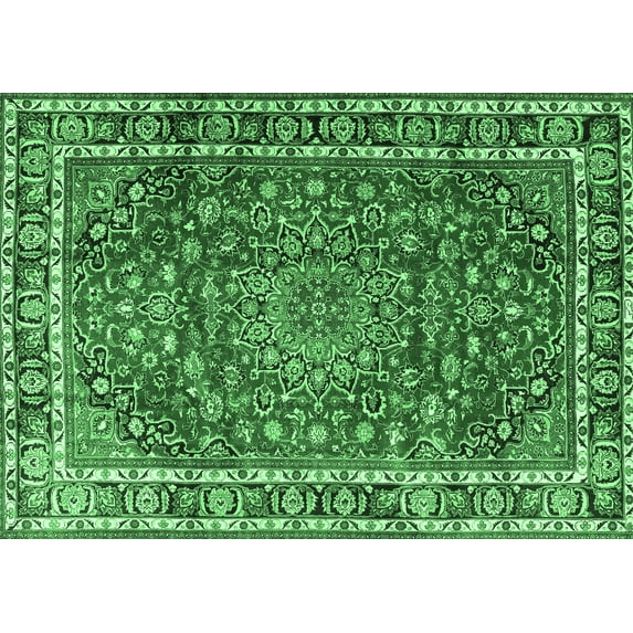Ahgly Company Indoor Rectangle Persian Emerald Green Traditional Area Rugs, 3' x 5'