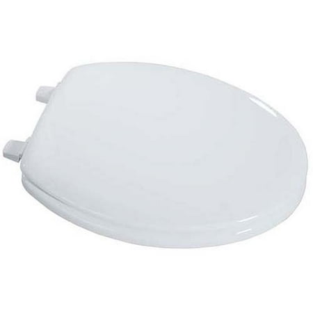 Exquisite Elongated Wood Toilet Seat, White (Best Toilet Seat Wood Or Plastic)