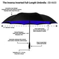 thumbnail image 3 of The Inversa Large 48" Inversa Self Standing Windproof Inverted Reversible Umbrella, Double Layer Canopy Lightweight Travel Umbrella For Women and Men, Portable Umbrella Reverse Close - Royal Blue, 3 of 10