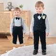 thumbnail image 2 of Zshosam Baby Boys Gentleman Bowtie Formal Outfit Suits Tuxedo Vest Wedding Party Suit(Navy,12-18 Months), 2 of 9