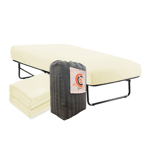 Cot Sheet 25" x 75" x 9" for Camping- 2 Piece Fitted Cot Sheet Set - Camping Cot/Guest Beds, Ivory Solid