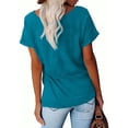 thumbnail image 3 of Women's Giraffe Print Basic Crew Neck T-Shirt Summer Solid Short Sleeve Loose Tops, 3 of 4