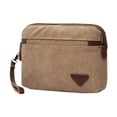 thumbnail image 1 of Bolso de mano para hombre con correa de cuero, tarjetero portátil para identificación, bolso de negocios Caqui, 1 of 9