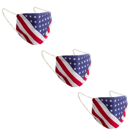 3 PCs Easy to Wash Face Mask Light Weight Breathable Reuseable Washable in Reversible American Flag Design