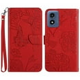 thumbnail image 2 of for Motorola Moto G 5G (2024) Phone Case Wallet,Crossbody Strap Women Flip Folio Cover with Card Holders Butterfly Embossed Premium PU Leather Kickstand Wrist Strap Magnetic Closure Case,Red, 2 of 13