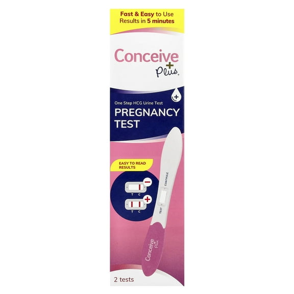 Conceive Plus Pregnancy Test 2-Pack - Early Detection Pregnancy Test - Easy to Use, Discreet Pregnancy Tests for Home Use - Fast Results in 3 Minutes - Accurate Positive Pregnancy Test Kit