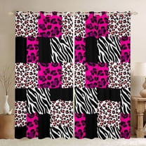 Manfei Zebra Leopard Print Curtains Pack of 2 (42x84 Each) for Female Men Teens,Geometric Plaid Curtains Blackout,Animal Print Bedroom Curtains,Breathable Home Decor