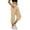 34# Khaki, variant on Women's Ruffled Waist Cropped Jogger Pants, Drawstring Elastic Waist Capri Sweatpants with Pockets, Casual Summer Lounge Pants(Black,L)