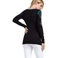 thumbnail image 3 of Vocal Womens Cross Wings with Stitches Rhinestone Long Sleeve Top (Medium, Black), 3 of 4