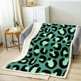 thumbnail image 2 of Green Leopard Print Blanket Turqoise Animal Printed Throw Blanket for Bed, Wild Cheetah Fleece Blanket African Wildlife Sherpa Blanket, Safari Leopard Fuzzy Blanket All Seasons, 2 of 6