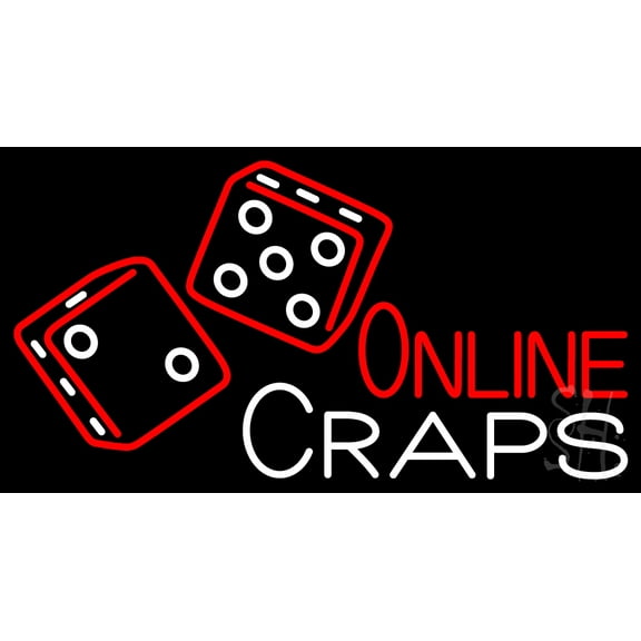 Online Craps 1 LED Neon Sign 20 x 37 - inches, Black Square Cut Acrylic Backing, with Dimmer - Bright and Premium built indoor LED Neon Sign for wall décor, arcarde, and storefront.