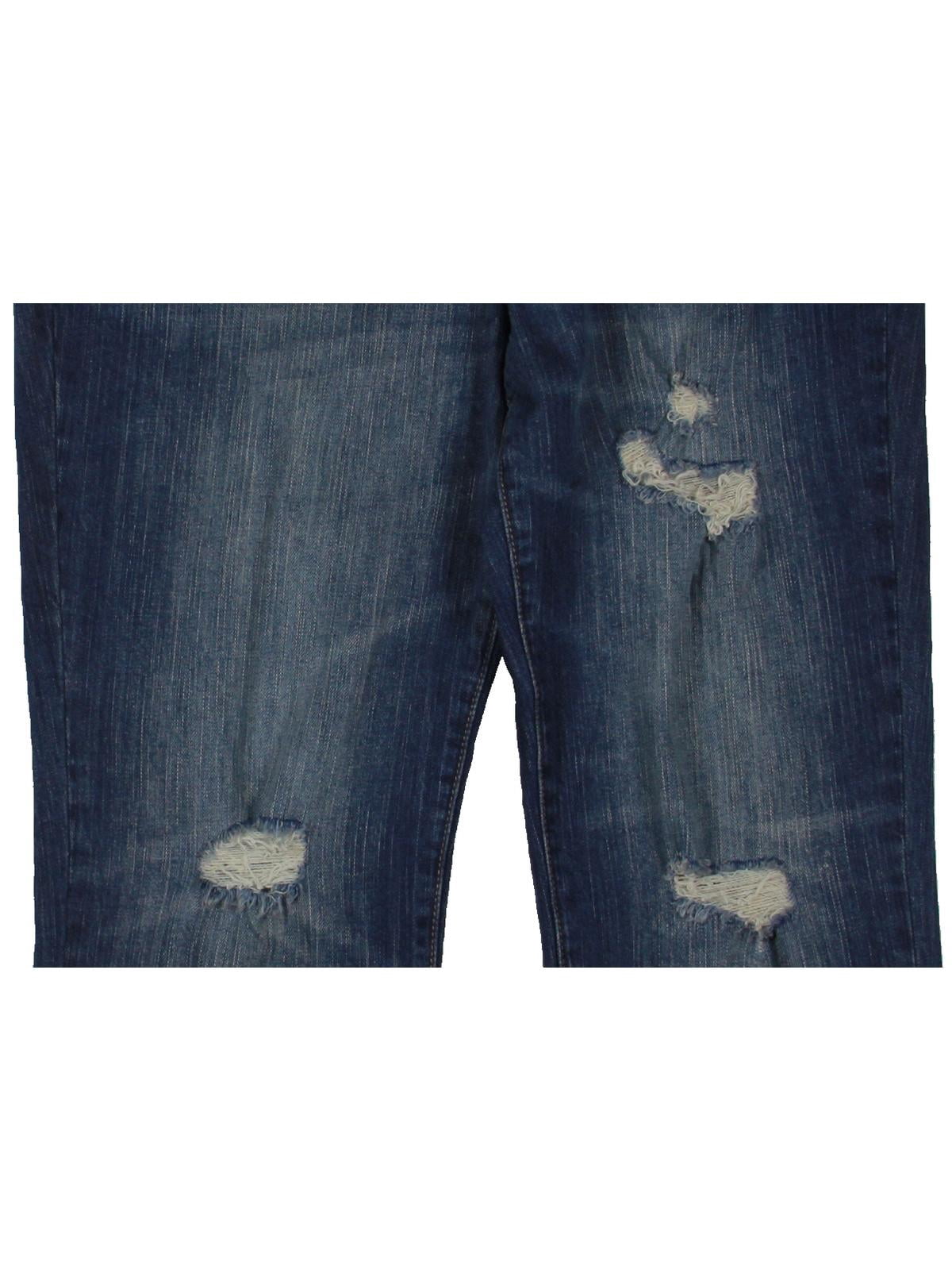 Numero Womens Juniors Frayed Hem High Rise Straight Leg Jeans Blue 28