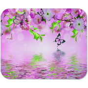 Yeuss Cherry Flowers Mouse Pad Rectangular Non-Slip Mousepad, Flowering with Amazing Spring Sakura'S Lake