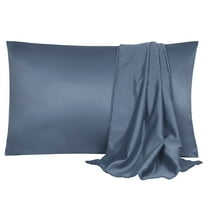 PiccoCasa Set of 2 Satin Pillowcases Silky Pillow Covers for Bedding Slate Gray Queen(20"x30")