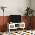 thumbnail image 2 of HOMCOM TV Stand for TV's Up to 50" with Rattan Doors, Adjustable Shelves, 2 of 10