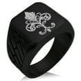 thumbnail image 1 of Stainless Steel Ornate Fleur De Lis Geometric Pattern Biker Style Polished Ring, 1 of 1