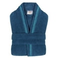 thumbnail image 3 of Unisex Luxurious Plush Turkish Cotton Kimono Robe, Medium, Aqua-Blue by Blue Nile Mills, 3 of 9