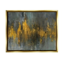 Stupell Industries Black and Gold Abstract Fire Metallic Gold Framed Floating Canvas Wall Art, 24x30, by Danhui Nai