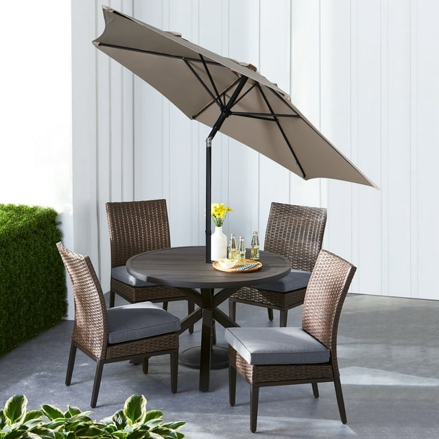 Mainstays Outdoor 7.5' Tan Market Patio Umbrella with Push-Up, 3-Angle Tilt