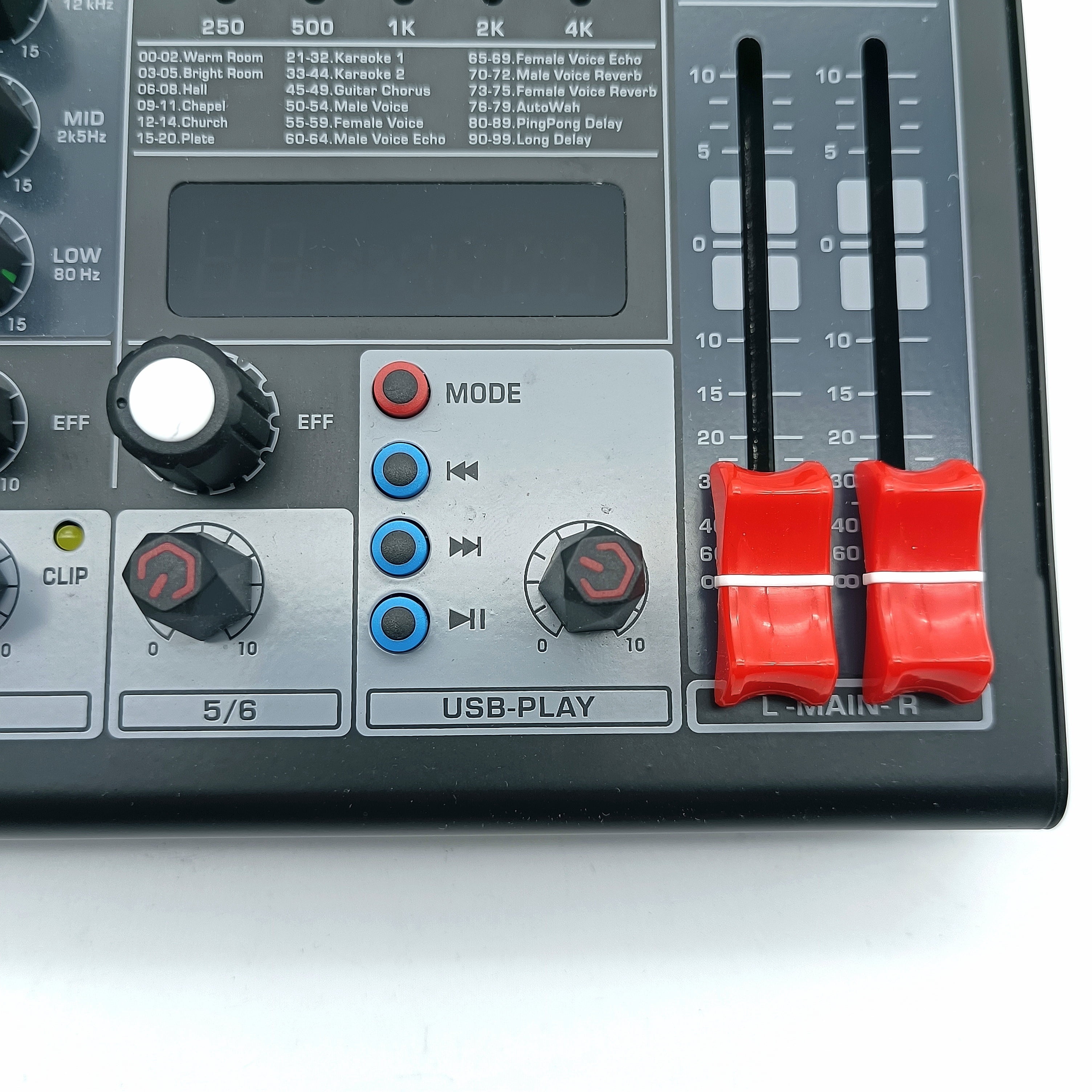 6 Channel DJ Mixer Individual 48V Output Mixing Console 7 Band EQ 99 Effect USB Bluetooth