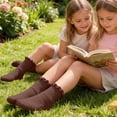 thumbnail image 4 of ZACPNCV Girl Ankle Ruffle Socks Casual Cotton Blend Frilly Breathable Cute Knit Lettuce Trim No Show Socks A-Coffee, 4 of 5