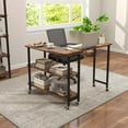 thumbnail image 2 of Costway 360° Rotatable Sofa Side Table L-shaped Laptop Desk Snack Table w/ 2-Tier Shelf Patented, 2 of 10