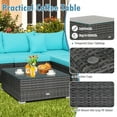 thumbnail image 6 of Gymax 7PCS Patio Rattan Sectional Sofa Set Outdoor Furniture Set w/ Turquoise Cushions, 6 of 10