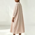 thumbnail image 4 of Dpjklzsn Women's Cotton Linen Blend Round Neck Maxi Dress with Long Sleeves, Side Pockets and Relaxed Fit, 4 of 8