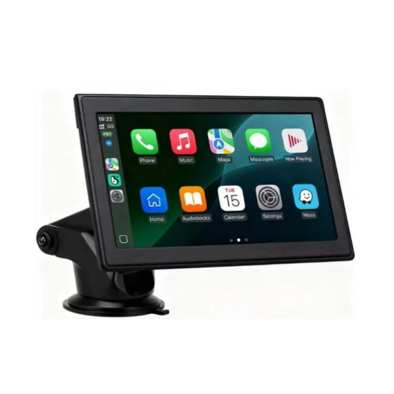 7" Portable Wireless CarPlay Screen for Car – Apple CarPlay & Android Auto, HD Touch Screen Car Stereo, Bluetooth, GPS Navigation, Voice Control, Plug-and-Play with FM/AUX/Mirror Link (Black)