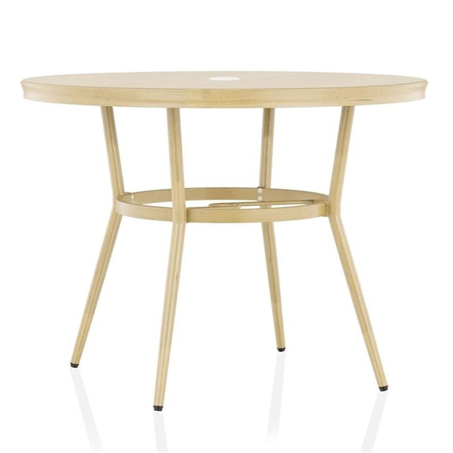 Furniture of America Devey 40"W Aluminum Round Patio Bistro Table Natural Tone