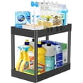 thumbnail image 5 of OUSIMEN 2-Tier Under Sink Organizer with Sliding Storage Drawer, Under Sink Cabinet Organizer for Bathroom Kitchen (Black-1 Pack), 5 of 6