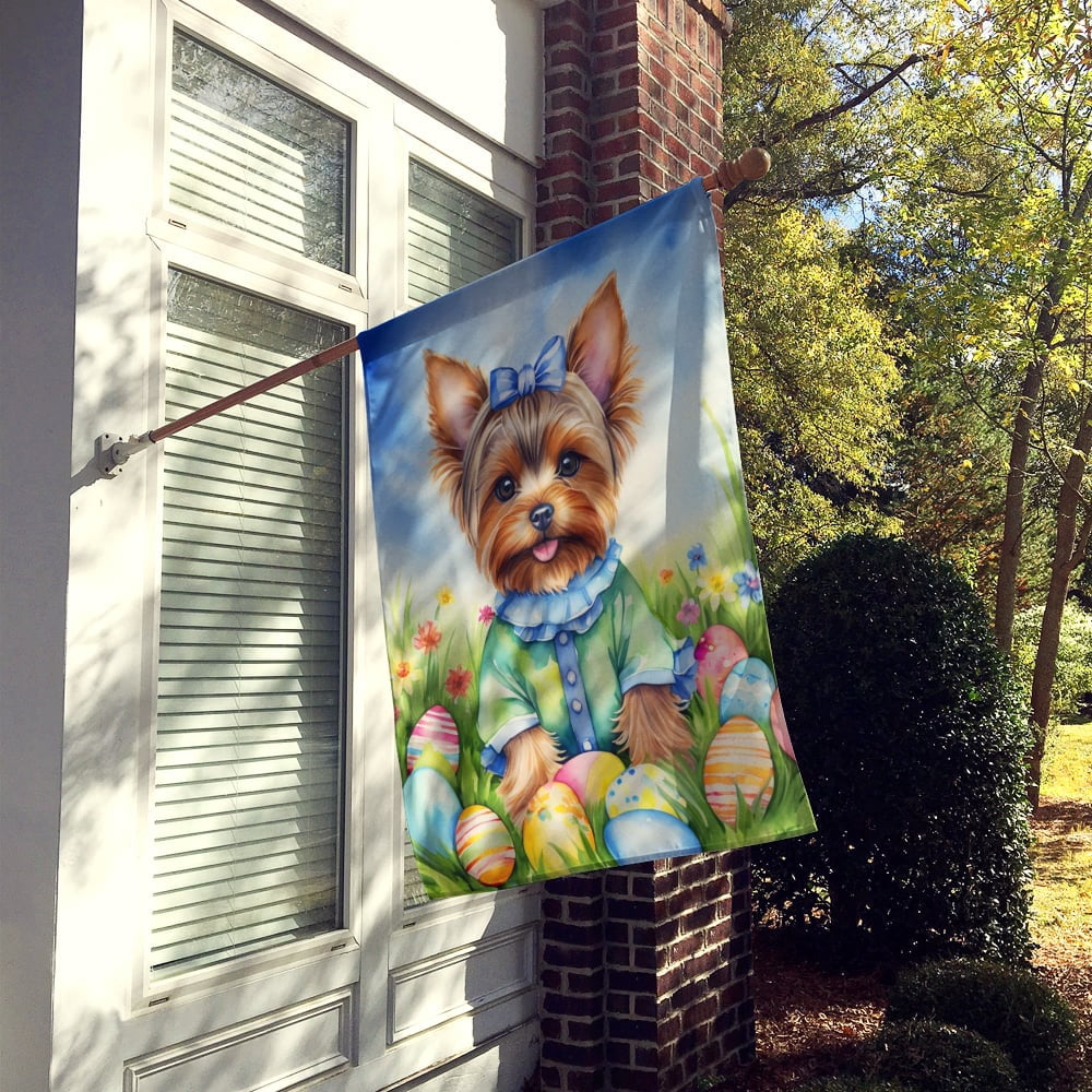 Yorkshire Terrier Easter Egg Hunt House Flag 28 in x 40 in