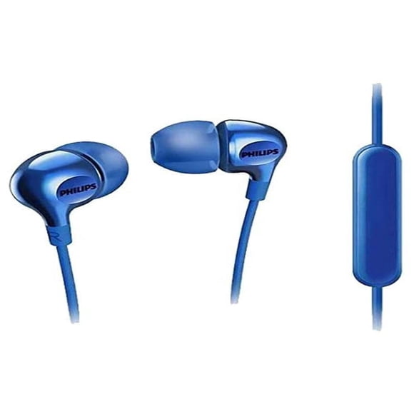 Auriculares Philips Big Bass in Ear con micrófono, color azul (SHE3555BL/27)