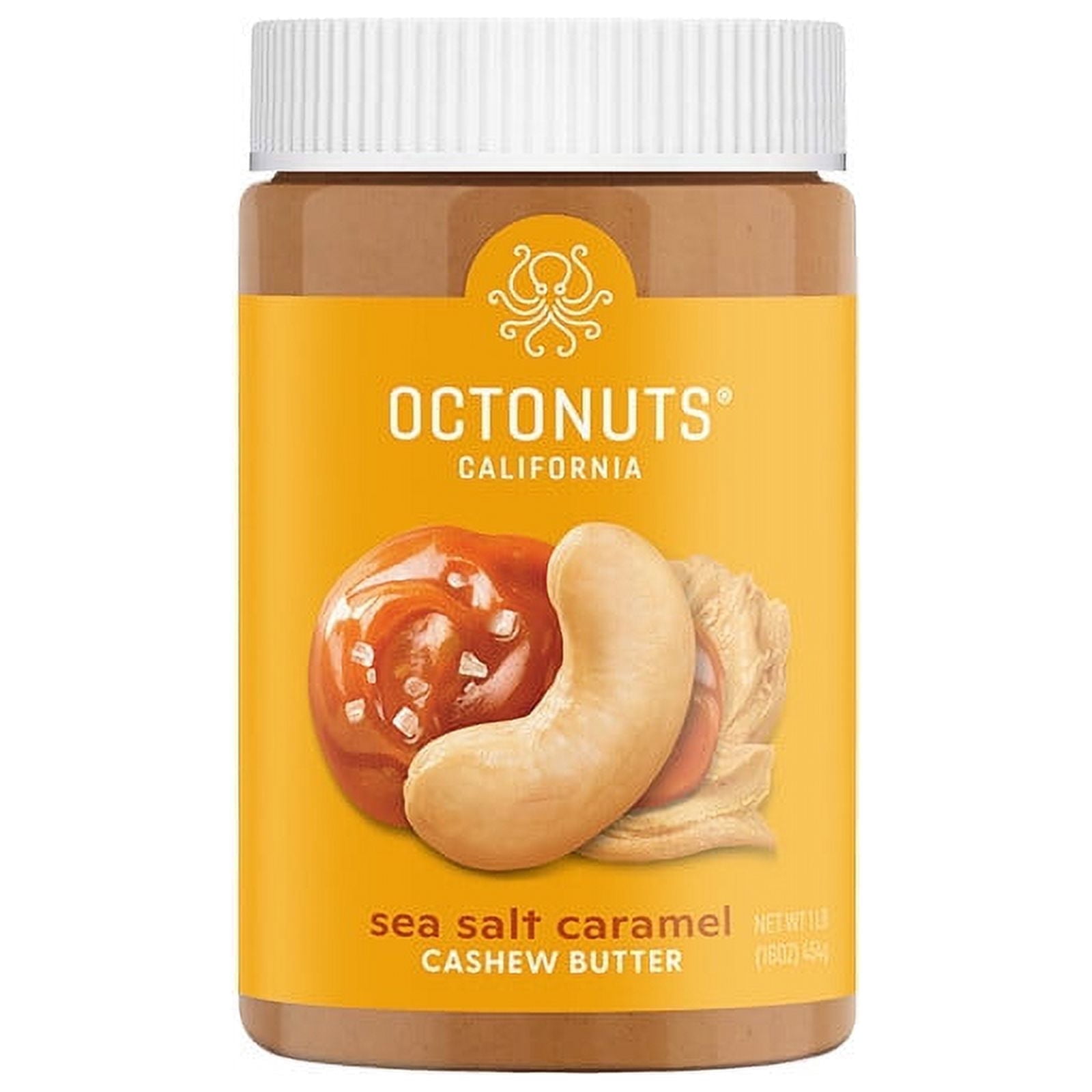 (2 pack) Octonuts Dry Roasted Sea Salt Caramel Cashew 16oz Nut Butter - Pure Creamy Nut Butter - Heart Healthy and Delicious - Gluten Free, Vegan, Kosher, Paleo, Non-GMO Nut Butters
