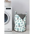 thumbnail image 3 of Exotic Laundry Bag, Summer Cocktails of Lemons and Pineapples Hipster Fruits Illustration, Basket with Handles Drawstring Closure for Laundromats, 13" x 19", Aqua Magenta and Black, by Ambesonne, 3 of 4