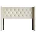 thumbnail image 3 of Home Design Sonoma Twin Tufted Upholstered Headboard with Wingback Design and Nailhead Trim, Cream, Easy Assembly, 3 of 5