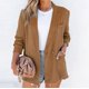 thumbnail image 2 of Abrigo de manga larga con bolsillo para mujer, chaqueta con cuello vuelto liso para mujer Fridja hkj922, 2 of 9