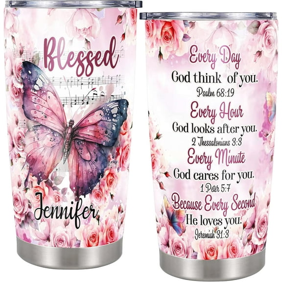 Personalized Christian Tumbler Custom Face Photo Insulated cups Travel Coffee Mug with Lids Stainless Steel 20 oz Religious Gifts for Her Women Mom Grandma Mother's Day