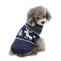 YUEHAO Christmas Dog Sweater Christmas Elk Print Pet Dog Puppy High Collar Warm Clothes Outwear Sweater Christmas Sweaters for Dogs (Blue, L)