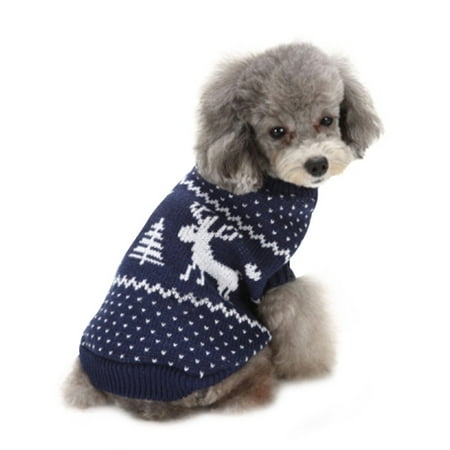 

PEONAVET Dog Christmas Outfit Dog Sweater Christmas Elk Print Pet Dog Puppy High Collar Warm Clothes Outwear Sweater